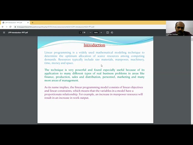 Linear Programming Model- Introduction