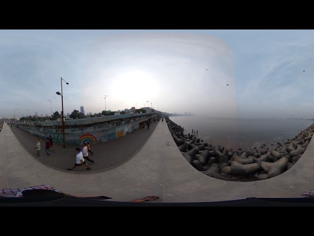 360° / Virtual Tour - Morning Walk on Marine drive Queens neckless, Sunday Morning clip #2/4+