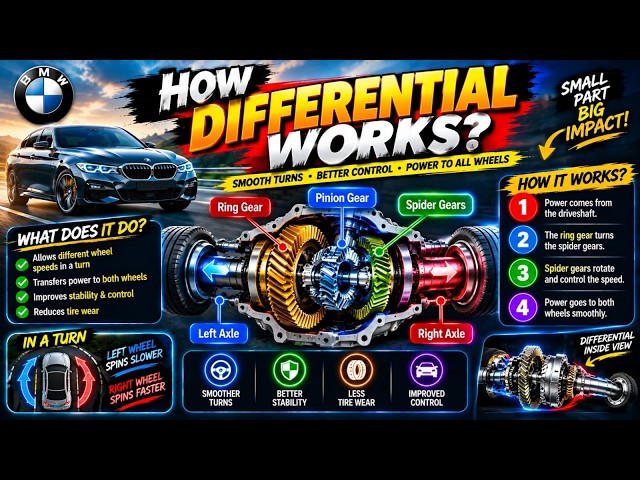 *How a Differential Works 🚗⚙️ | Differential Explained | How Cars Turn Smoothly*