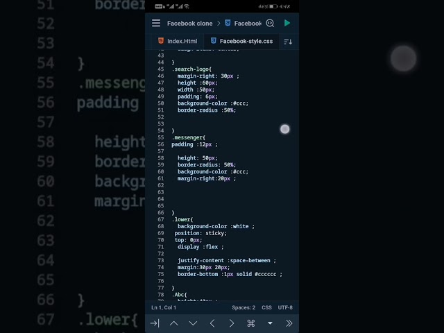 Facebook clone using html in mobile.