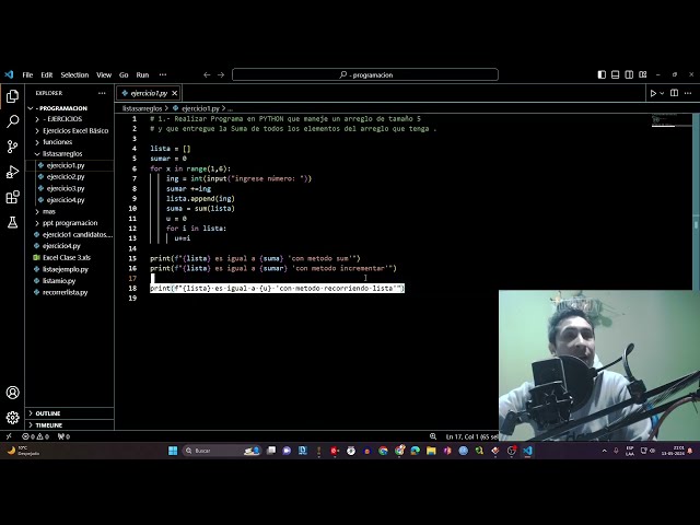 Ejercicio listas python y manejo de lista con arreglos "array" ejercicio simple