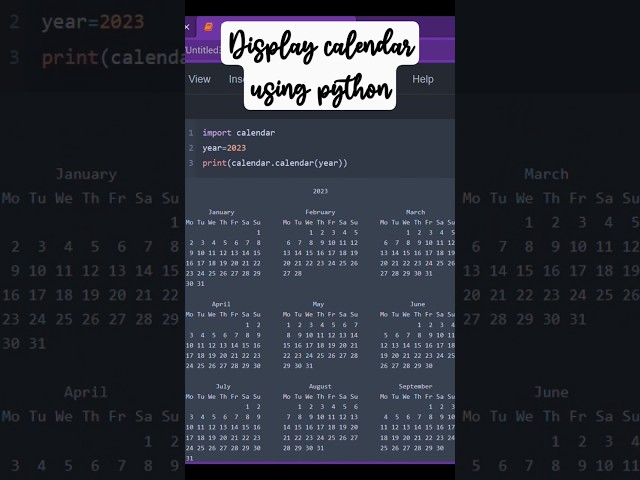 calendar using python #print #programcode #program #coding #code #python #calendar #easycoding