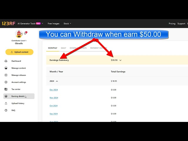 123rf My Earnings - 1,092.71 USD