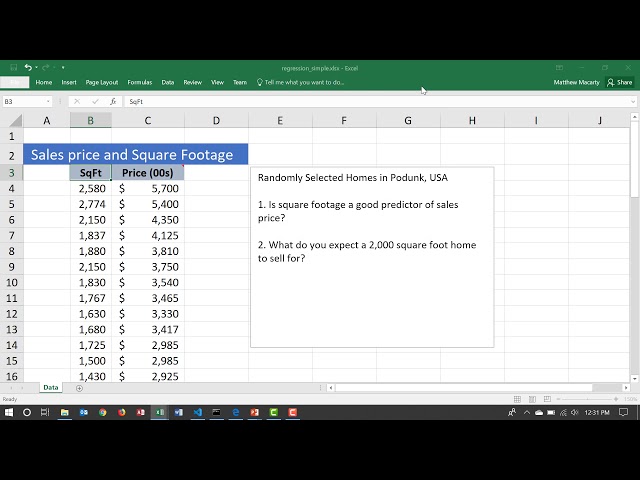 How to Use Excel for  Linear Regression with the Data Analysis Toolpak