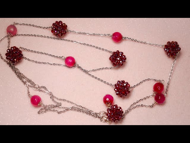 Beaded Ball lange necklace beautiful& easy & fast tutorial