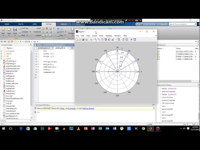 Matlab: 2-D compass needle plot