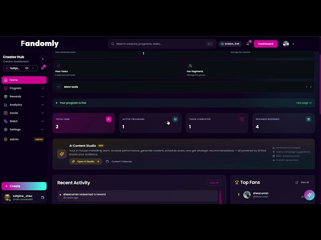 Fandomly Content Publish to X, Retweet Task Creation, and Fan Verification