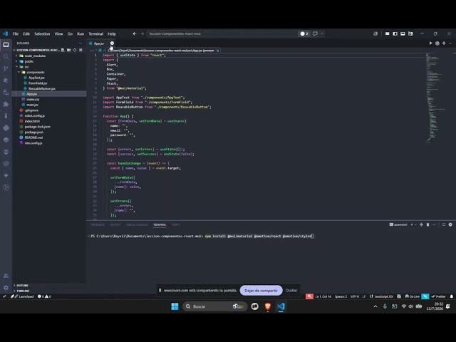 React Componentes Reutilizables con Material UI