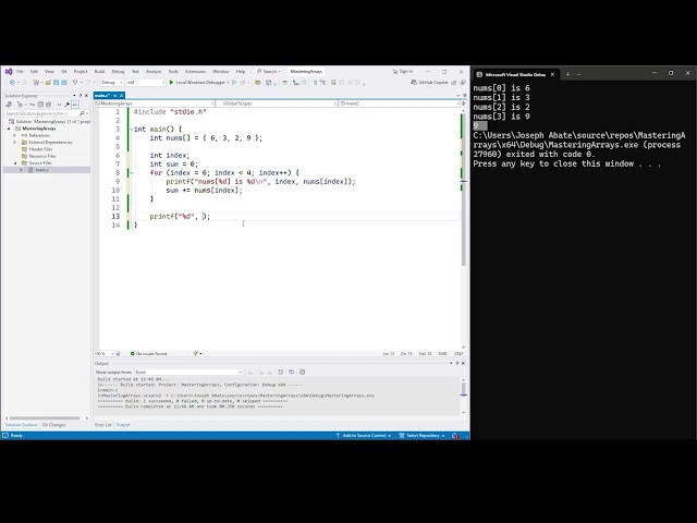 C Programming: Using A For Loop To Add Up An Array