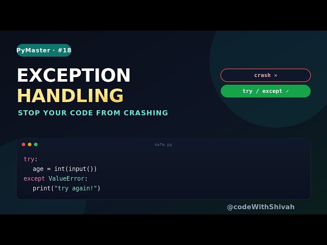 Python Exception Handling — try except finally 🛡️ | PyMaster India #18