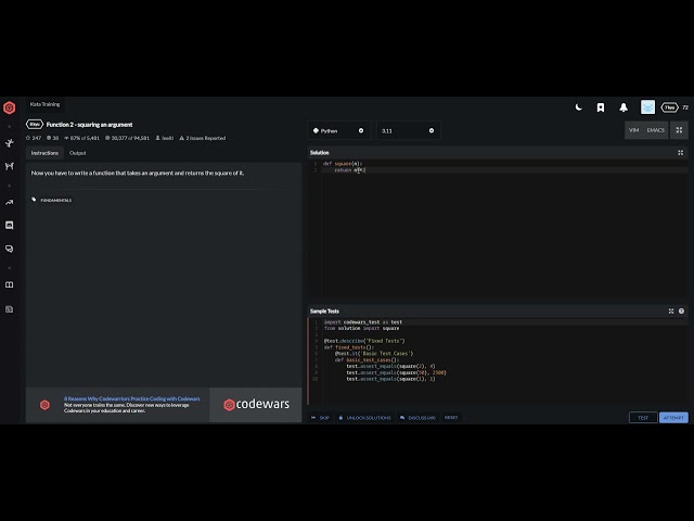 codewars python Function 2   squaring an argument