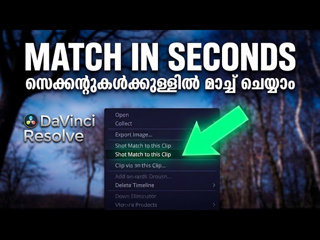 Color Matching in DaVinci Resolve | Match clips color in seconds | Tutorial Malayalam