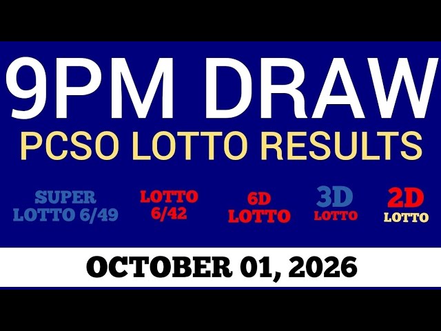 Lotto Result Today 9pm Draw October 01, 2026 Swertres Ez2 PCSO Live Result