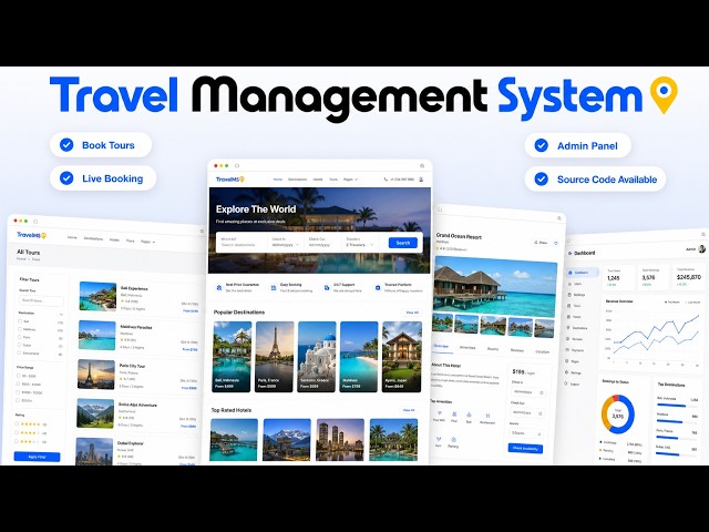 Travel Management System Project | Tour Booking + Agent CRM + AI Planner | Source Code + Report file