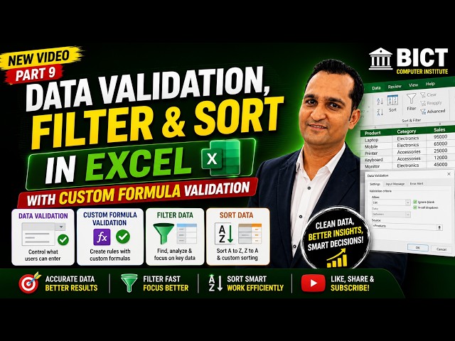 Master Data Validation in Excel  Filter, Sort & Custom Formula Rules  Advanced Excel