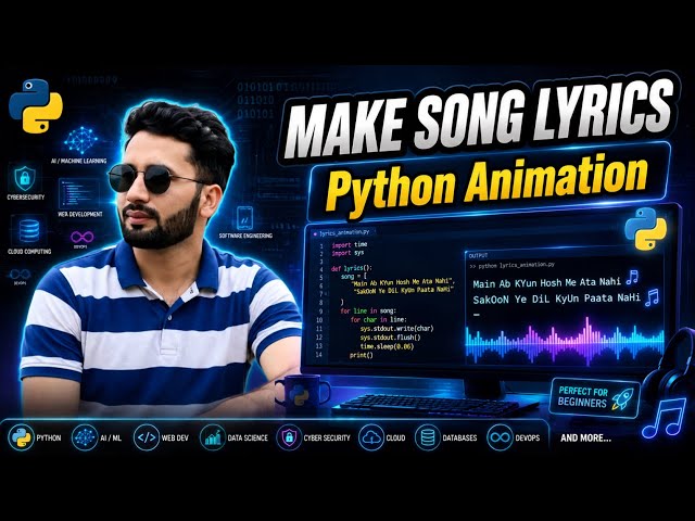 Create Song Lyrics Animation in Python 🎵 |Typewriter Effect Using Python | Shahzaib Malik