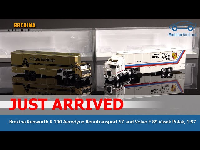 Brekina - Just Arrived 1:87 Kenworth K 100 Aerodyne Renntransport SZ and Volvo F 89 Vasek Polak