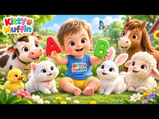Baby learns Alphabets & ABC with cute baby animals | Educational video for Toddlers
