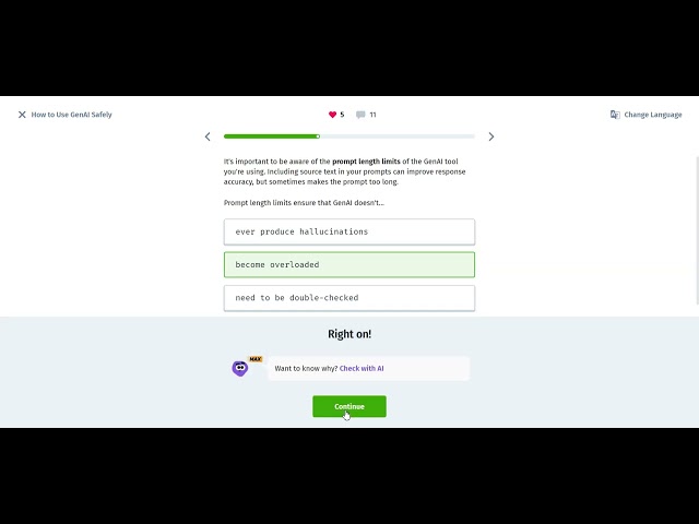 Solo learn - Generative AI course - How to use gen AI safely - 14