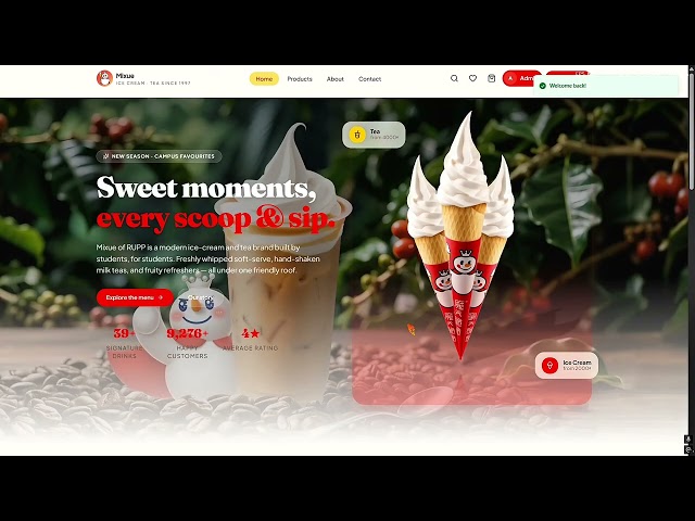 Website Demo: Mixue RUPP | React + Firebase 