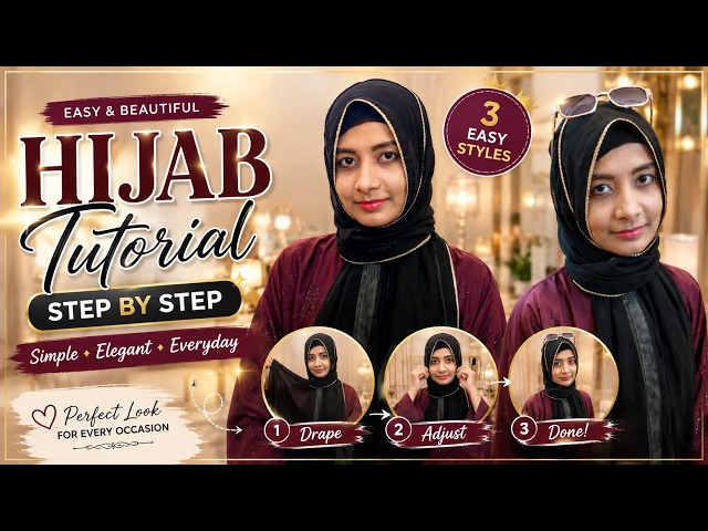 Easy Hijab Tutorial | Beautiful Arabic Hijab Style Step by Step | Hijab for Beginners