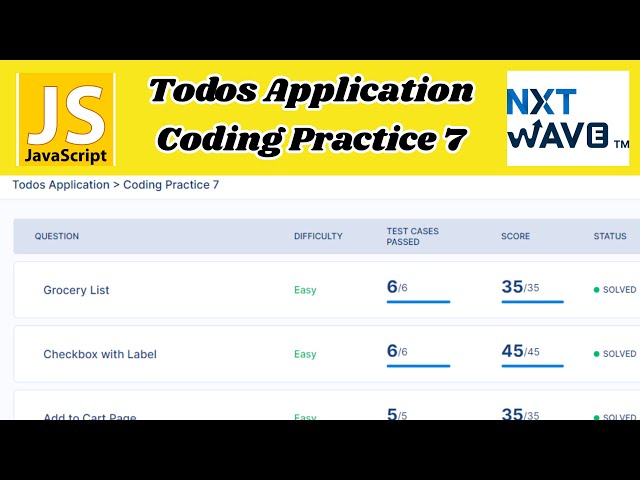 Todos Application | Coding Practice 7 Answers | JavaScript | NxtWave | CCBP 4.0