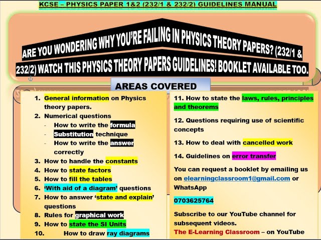 KCSE Physics Paper 1 and Paper 2 GUIDELINES | How to answer KCSE Physics THEORY Papers?