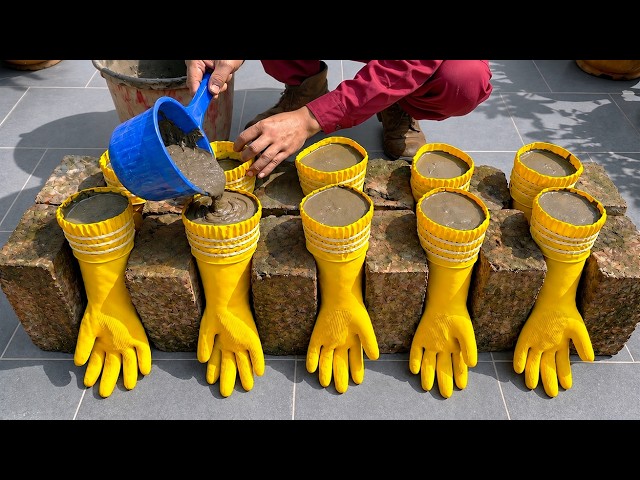 Not everyone knows this secret! Pour Cement into Rubber gloves and 4 Amazing ideas for Your Garden
