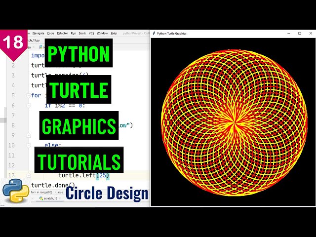 Draw Circle Design with Python Turtle | Python Turtle Graphics Tutorial#18 | python turtle projects