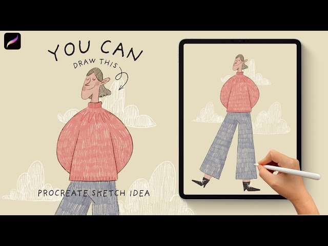 How to Sketch a Simple Character in Procreate | iPad Drawing Tutorial for Beginners | Whimsical Girl