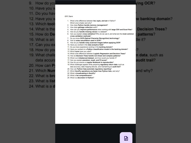 Python & Machine Learning Interview Questions | AI/ML Engineer