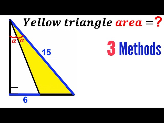 Can you find area of the Yellow shaded Triangle? | (3 Methods) | #math #maths | #geometry