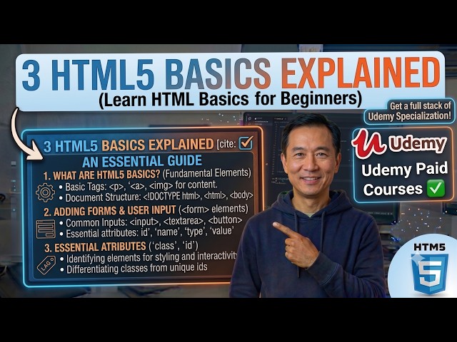 3 HTML5 Basics Explained | Learn HTML Basics for Beginners | Udemy Paid Courses ✅✅