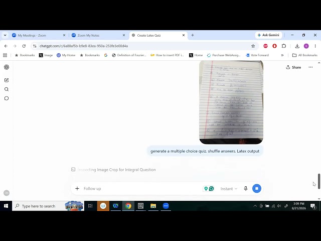 Creating a quiz from handwritten notes with Chat GPT