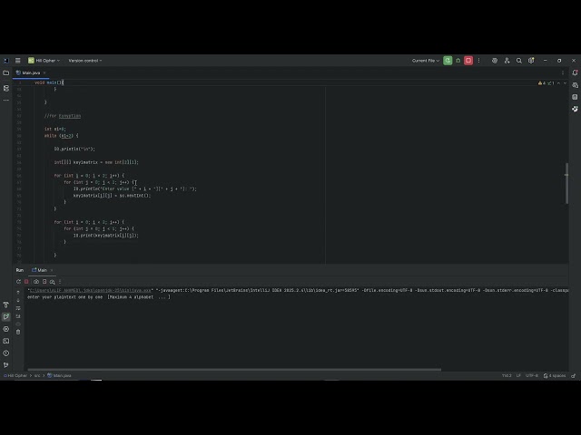 Hill Cipher Algorithm IN Java