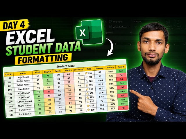 Excel Formatting Tutorial for Beginners | Student Data Formatting | Day 4