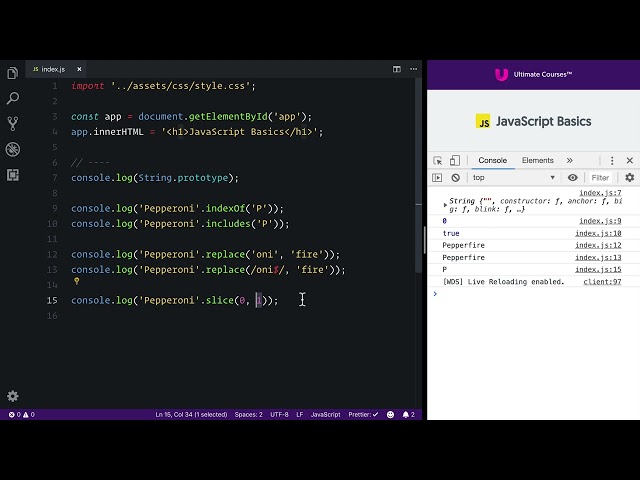 Ultimate JavaScript Basics 23 - Strings In-Depth - Exploring String Methods, String Prototype