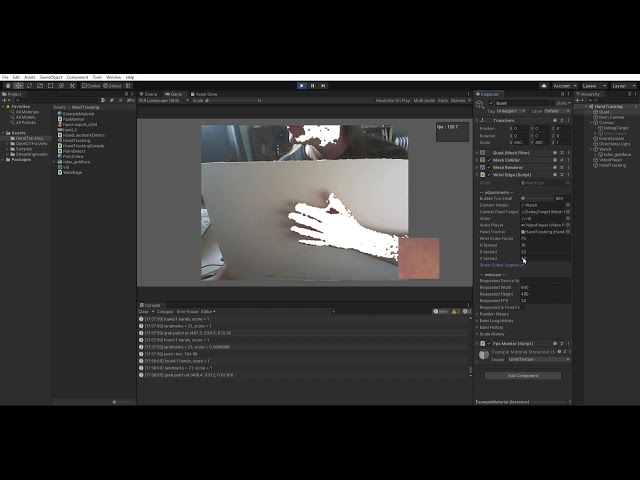 wrist tracking with tensorflow lite in unity
