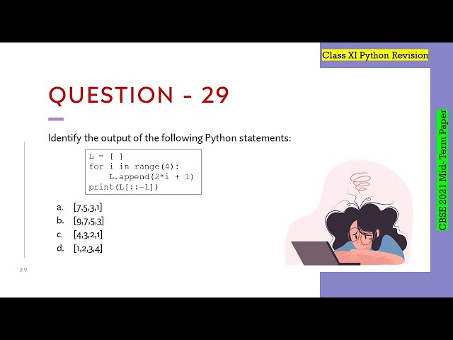 Question - 29 | Class 12th CBSE 2021 Computer Science Mid-Term Paper | Lists in Python
