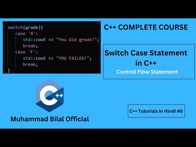 Switch Case Statement in C++ programming | Loops in C++ |  Switch Case C++ | Muhammad Bilal Official