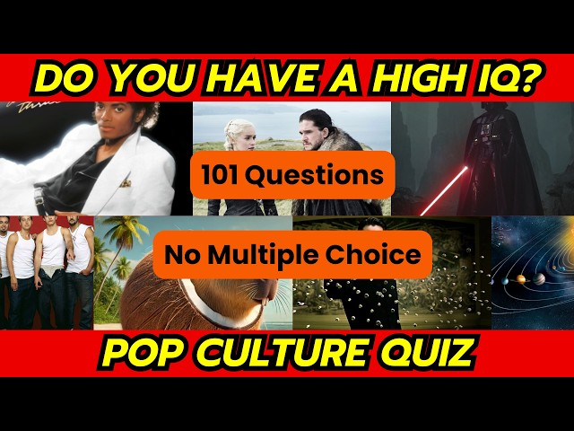 Fast-Paced Pop-Culture Quiz | 101 Q's | No Multiple Choice | Difficult Questions | General Knowledge