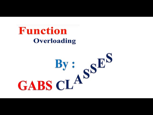 Function Overloading in C++ : Computer Science Class 12