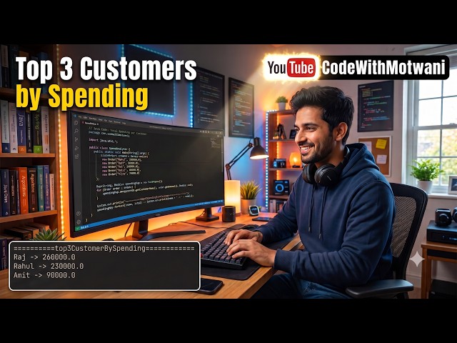Java 8 Stream API: Top 3 Customers by Spending | sorted() & limit() 🔥