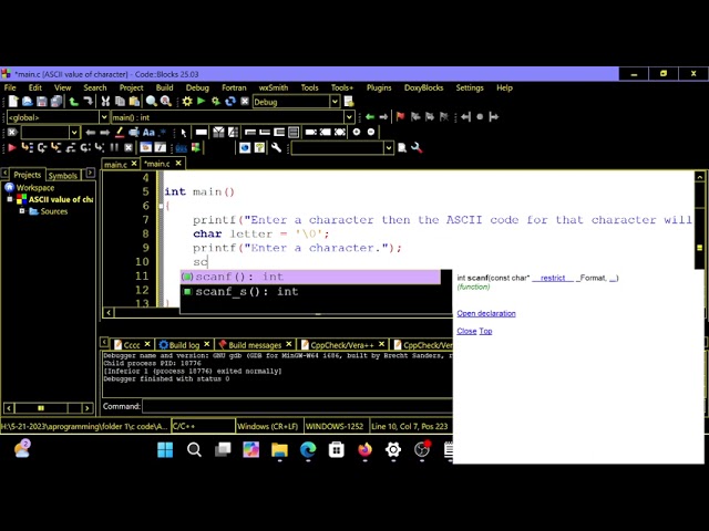 Enter a character and find the ASCII value of that character in C