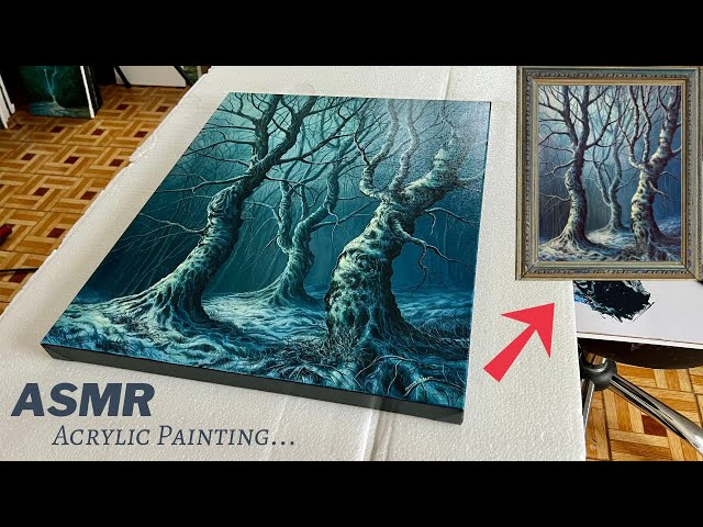 Twisted Trees Forest ASMR Acrylic Painting Process