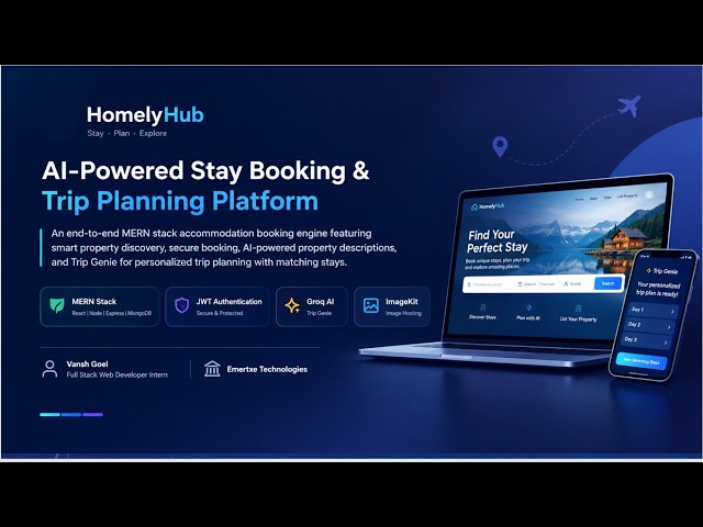 HomelyHub: AI-Powered Stay Booking & Trip Planning Platform | MERN Stack Project
