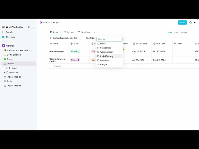 Database Filters