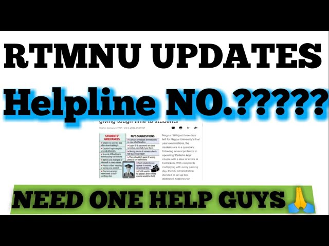 RTMNU Exam Updates | No Helpline Numbers Yet | Rtmnu Final Year Exam Updates |
