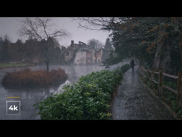 Relaxing Heavy Rain Walks in Nature 🌧️ Rain Ambience for Sleep, Study & Stress Relief | 4K Rain ASMR
