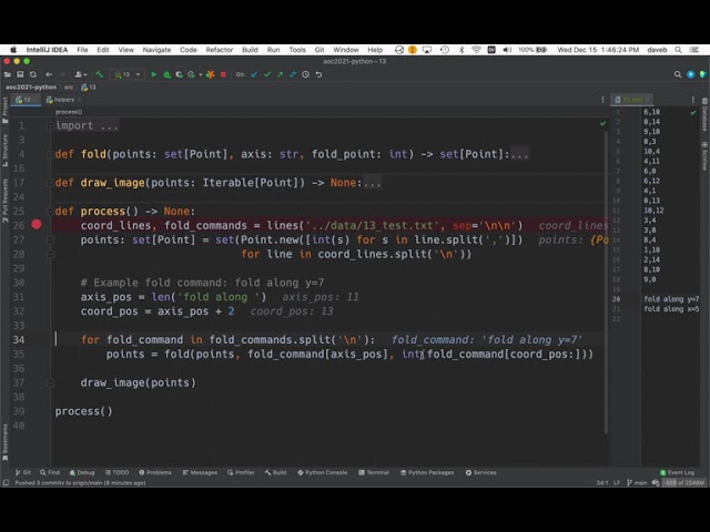 Advent of Code 2021 Day 13, Python Solution